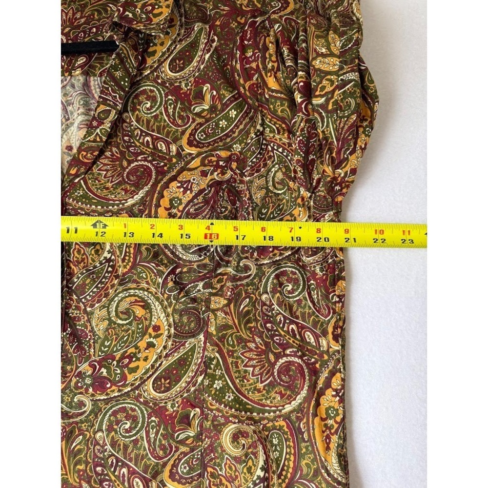 Jones New York Shirt Women XL Fall Colors Paisley Multicolor Cotton Boho V Neck - Picture 8 of 15